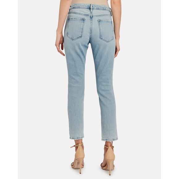 FRAME Le Garcon Crop High Rise Straight Leg Jeans Distressed Light Wash 26 - Picture 2 of 10